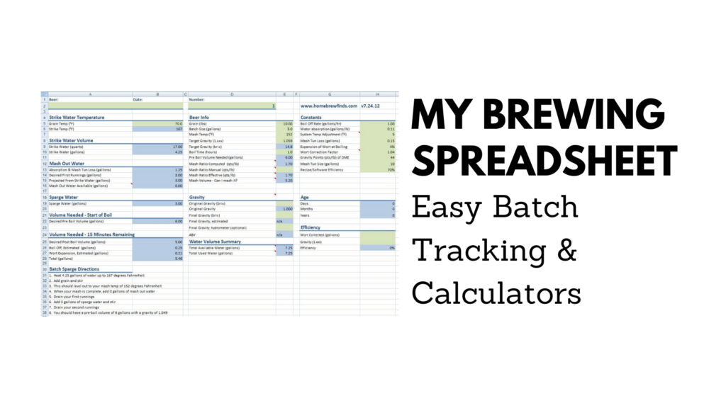 homebrew spreadsheet