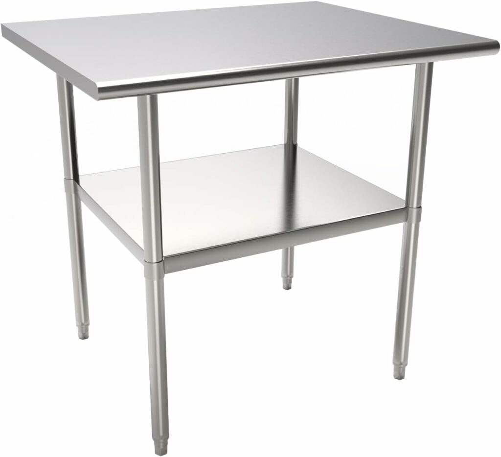 BIGITTA Stainless Steel Work Table 30x24x34 Inches, NSF Commercial Heavy Duty Kitchen Prep Table with Adjustable Undershelf for Restaurant, Home and Hotel