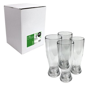 Unbreakable Beer Glasses - 100% Tritan - Shatterproof, Reusable, Dishwasher Safe (Set of 4) by D'Eco