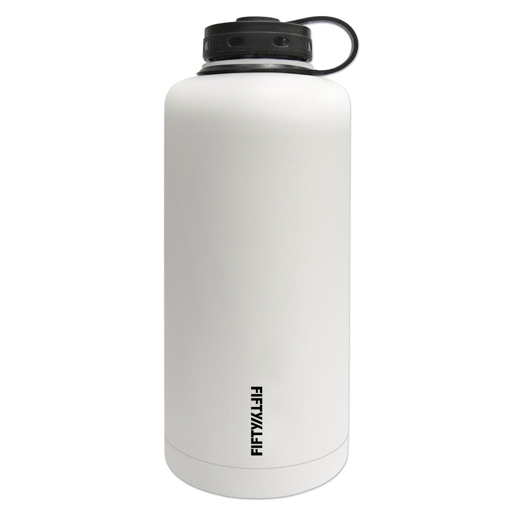 Lifeline 7508WH White Stainless Steel Vacuum Insulated Double Wall Barrel Style Growler - 64 oz. Capacity