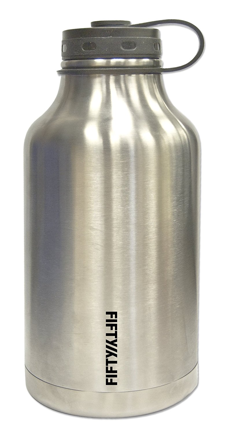 Lifeline 7500 Silver Stainless Steel Growler - 64 oz. Capacity