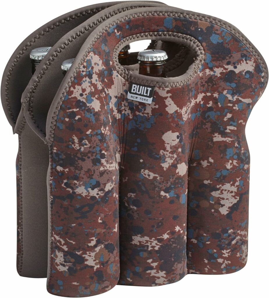 BUILT Six-Pack Soft-Grip Insulated Neoprene Beer Bottle Carrier Tote Tweed Camo 5158526