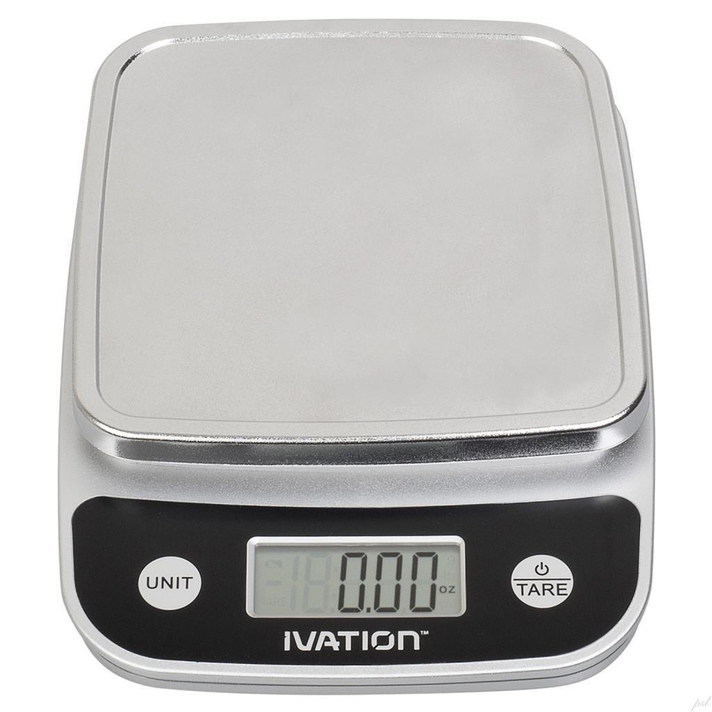 Ivation Lightweight Digital Kitchen/Food Scale w/Plastic-Covered Buttons - Ounce, Milliliter & Gram Weight Units - Features 11 Pounds Capacity & One-Button Tare Setting, Black