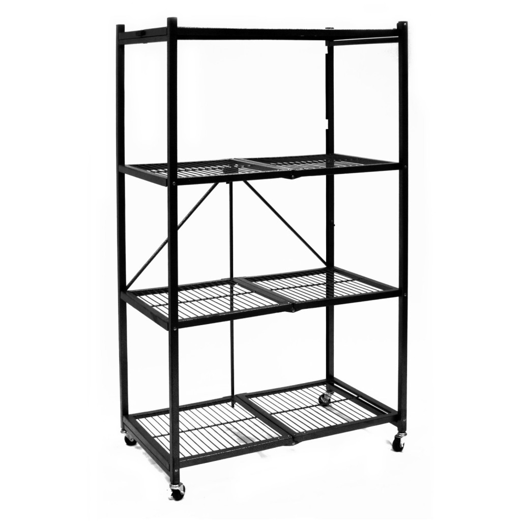 Origami R5-01W General Purpose 4-Shelf Steel Collapsible Storage Rack with Wheels, Large