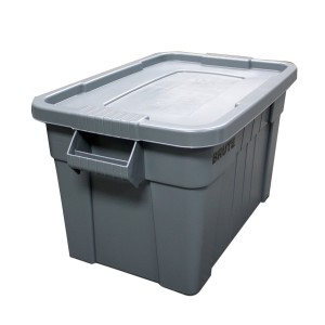 Rubbermaid Commercial FG9S3100GRAY Brute Tote with Lid, 20-Gallon Capacity, Gray