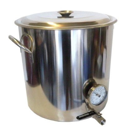 HomeBrewStuff 32 QT Stainless Steel Home Brew Kettle with Valve and Thermometer