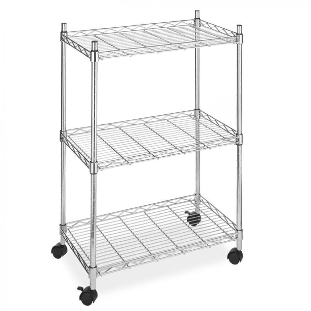 NEW Wire Shelving Cart Unit 3 Shelves w/casters Shelf Rack Wheels Chrome