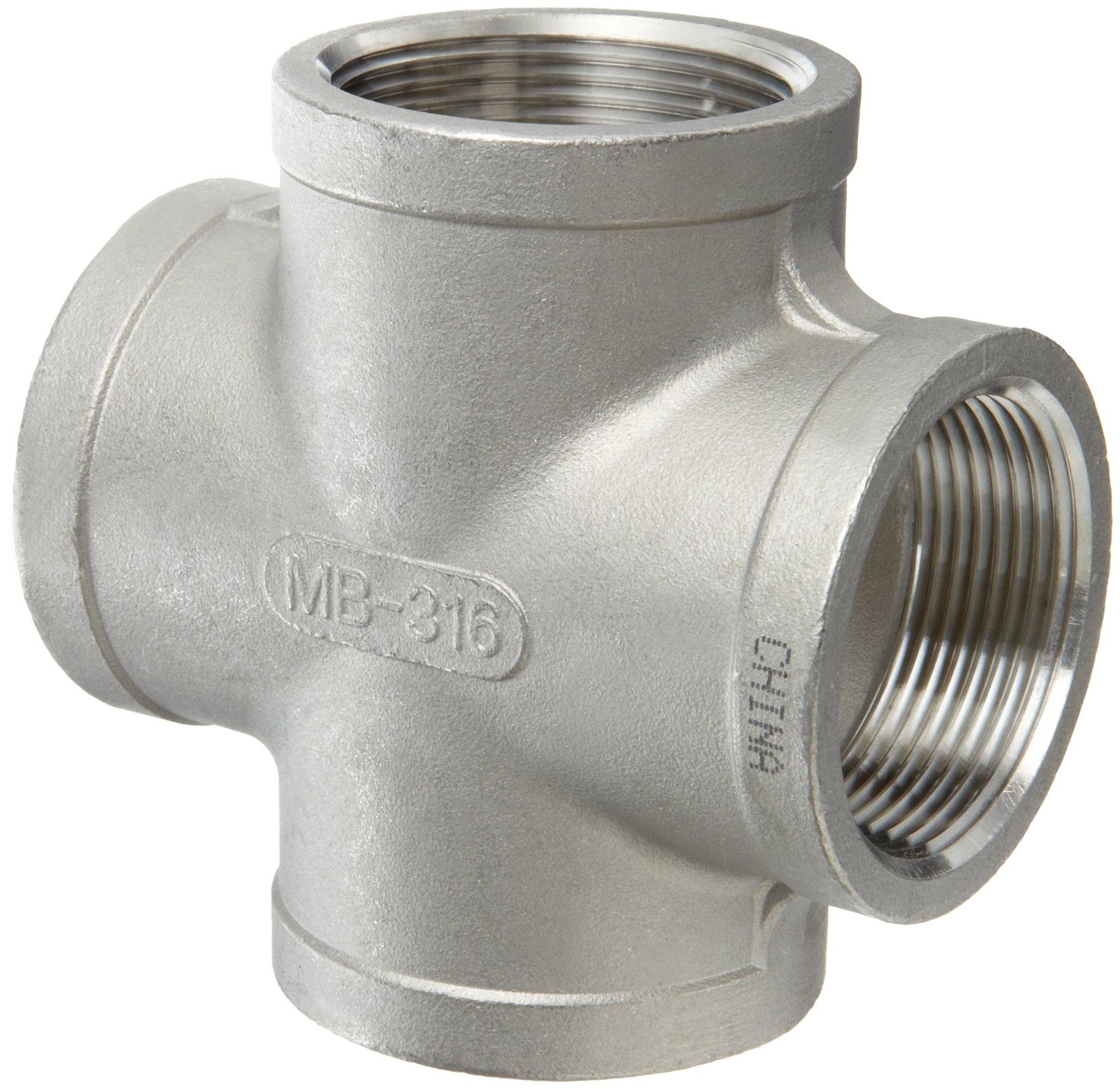 Stainless Steel 304 Cast Pipe Fitting, Cross, Class 150, 1/4" NPT Female