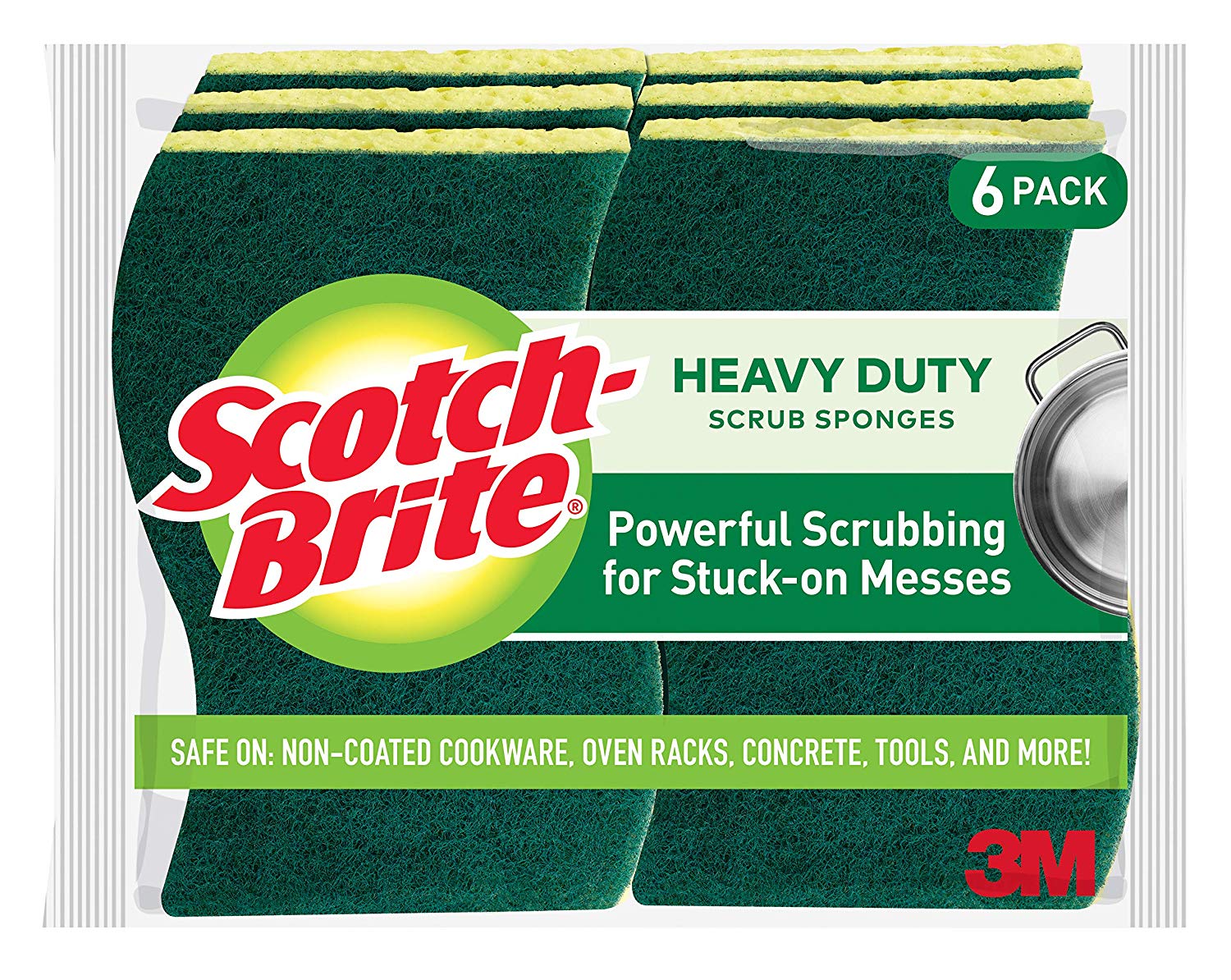 Scotch-Brite Heavy Duty Scrub Sponges, Powerful Scrubbing for Stuck-on Messes, Stands Up to Stuck-on Grime, 6 Scrub Sponges