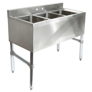 Three 3 Compartment Stainless Steel Commercial Kitchen Sink