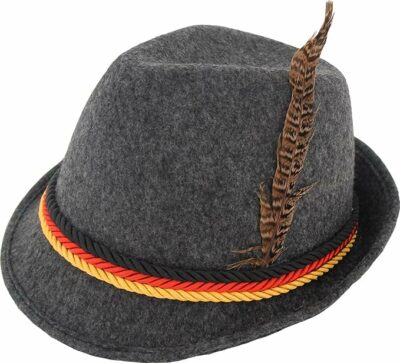 German Alpine Bavarian Oktoberfest Costume Hat with Feather