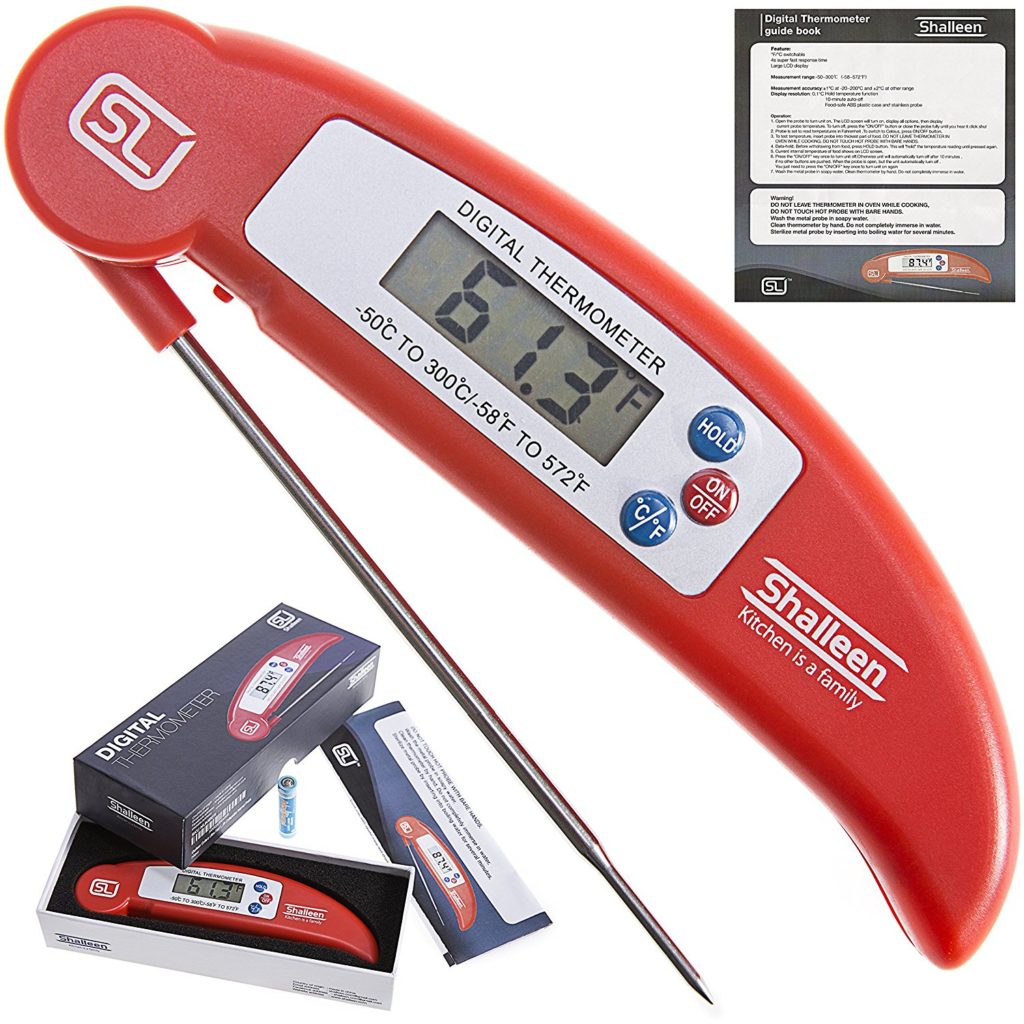 Grillers Ultra Fast Instant Read Digital Barbecue Meat Thermometer with Collapsible Internal Probe