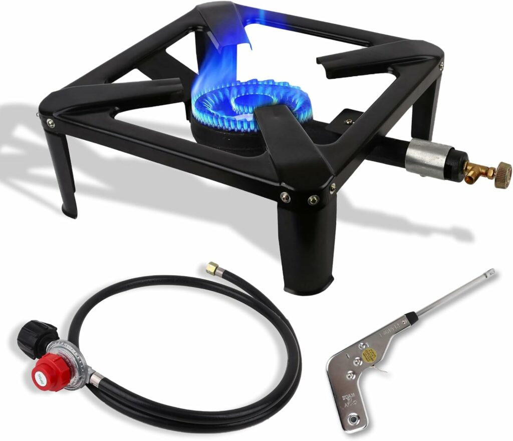 Heavy Duty Propane Burner, Turkey Fryer Single Propane Burner Bayou Cooker, Outdoor Stove for Home Brewing, Maple Syrup Prep, Cajun Cooking