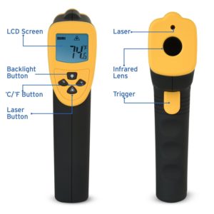 Etekcity Lasergrip 800 Digital Infrared Thermometer Laser Temperature Gun Non-contact -58℉ - 1382℉ (-50℃ to 750℃), Yellow/Black