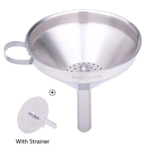 Stainless Steel Kitchen Funnel with Removable Strainer/Filter for Essential/Cooking Oils, Flask Funnel for Transferring of Liquid, Fluid, Dry Ingredients & Powder, 5- Inch,Silver - HOXHA