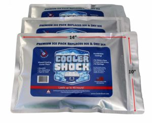Cooler Shock 3X Lg. Zero°F Cooler Freeze Packs 10x14 inch - No More Ice Replaces Ice and is Reusable - Easy Fill - Add Water and Save! - 12lbs Total - Made in The USA