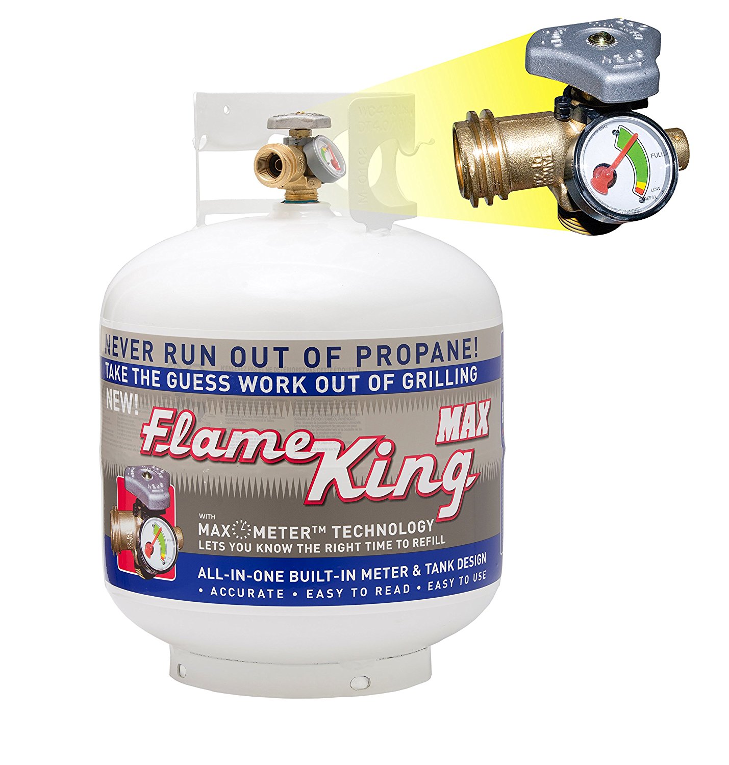 Flame King YSN230 Steel Propane Cylinder with Overflow Protection Device Valve and Built-in Gauge, 20-Pound