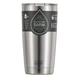 20 oz Insulated Tumbler, Bottlebottle Stainless Steel Double Wall Coffee Travel Mug, Silver