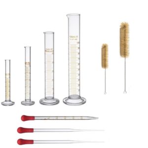 Thick Glass Graduated Measuring Cylinder Set 5ml 10ml 50ml 100ml Glass with Two Brushes