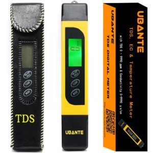 UBANTE Professional Quality TDS, EC & Temperature Meter, Water Quality Test Meter,0-9990ppm.Accurate and Reliable Water Test Meter. Ideal for Drinking Water, Aquariums. Premium Protective Leather Case