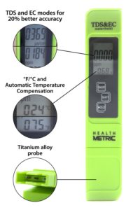 Professional TDS ppm Meter | Digital Test Pen Combines EC, TDS & Temp (3-in-1) | 0-9990 ppm & ± 2% Accuracy | Quick and Easy Testing For Hydroponics, Ro System, Pool, Aquarium, Spa and Water Hardness