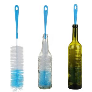 3-Pack Long Bottle Cleaning Brush for Narrow Neck Beer, Wine, Kombucha, Thermos, S’well, Nalgene, Pitcher, Carafe, Brewing Bottle Cleaner, 16 Inches