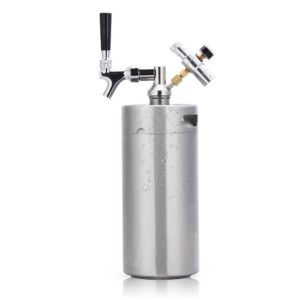 HAVEGET 128 Ounce Mini Beer Keg Pressurized Growler for Craft Beer Dispenser System CO2 Adjustable Draft Beer Faucet with Perfect Pour Regulator
