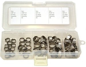Oetiker Stepless OET095157-50PCK Clamp Assortment Case, Ear Clamps, Single Ear Hose Clamps without Pincers, 3/8"- 5/8" (Pack of 50)