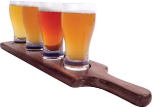 Alcraft Beer Tasting Flight Tray Set w/ 17" Paddle & 6 Ounce Pilsner Glasses