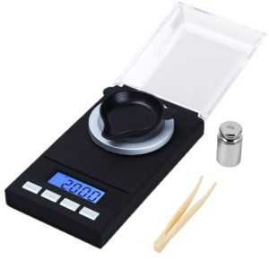 WAOAW Digital Milligram Scale 50 X 0.001g Reloading Jewelry Scale Digital Weight with Calibration Weights Tweezers and Weighing Pans