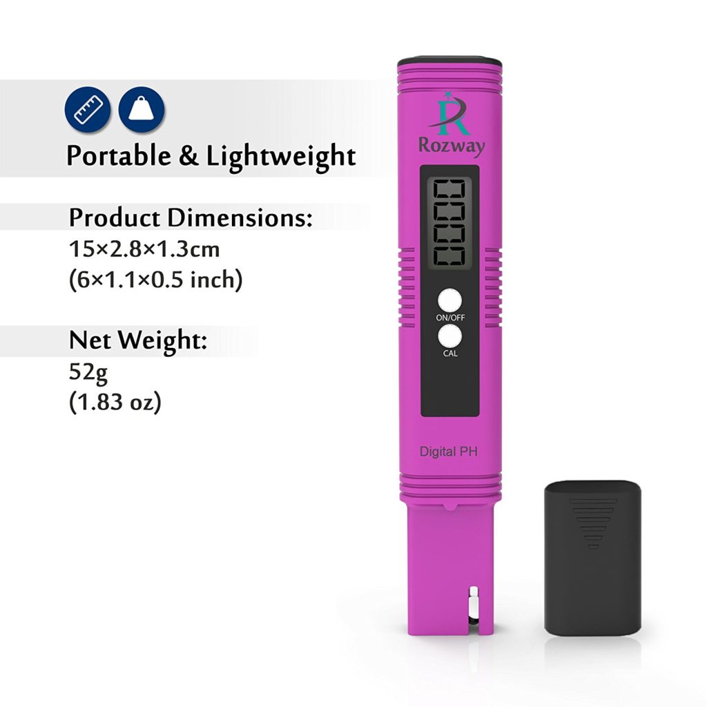 Rozway Premium Pocket Size pH Meter Digital Water Quality Tester for Household Drinking Water, Swimming Pools, Aquariums, Hydroponics, pH Measurement for 0-14.0 pH, High Accuracy, 0.01 Resolution