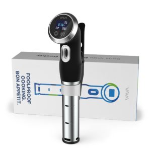 VAVA Sous Vide Precision Cooker BPA-Free Thermal Immersion Circulator with Accurate Temperature Digital Timer LCD Display & Silicon Clamp (Auto-Start, FDA Approved, 110V, 1000 Watts, Black/Stainless)