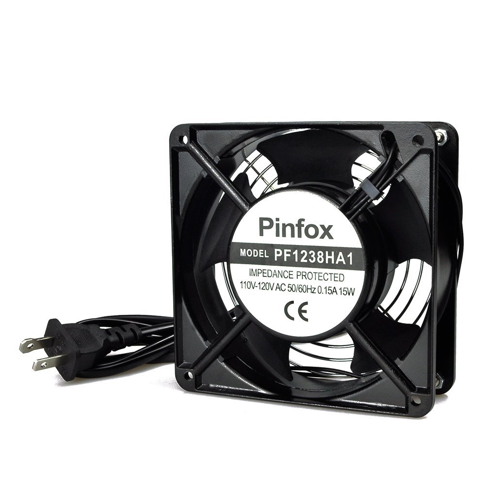 Pinfox 110V AC High Speed Cabinet 1238 Cooling Fan, 120mm x 120mm x 38mm, 115V 120V Dual Ball Bearings for Incubator, Home Brewing (120mm x 120mm x 38mm)