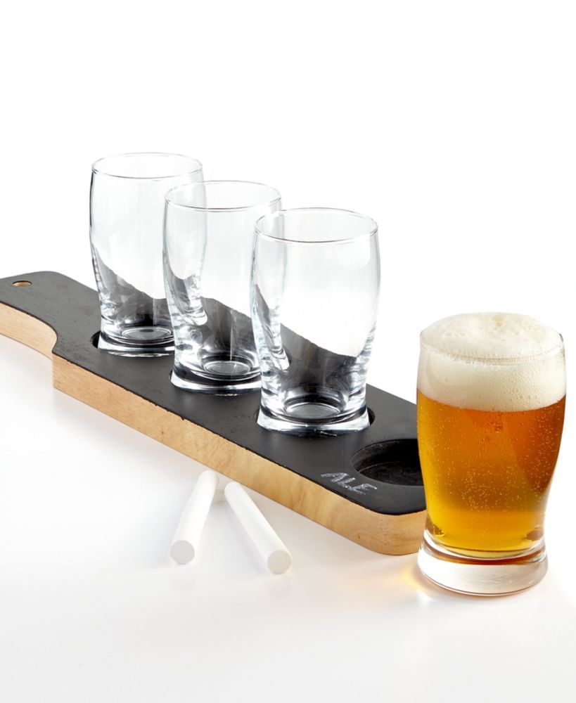 WEMBLEY $50 NEW 1621 Gift Chalkboard Beer Tasting Set With 4-Glasses