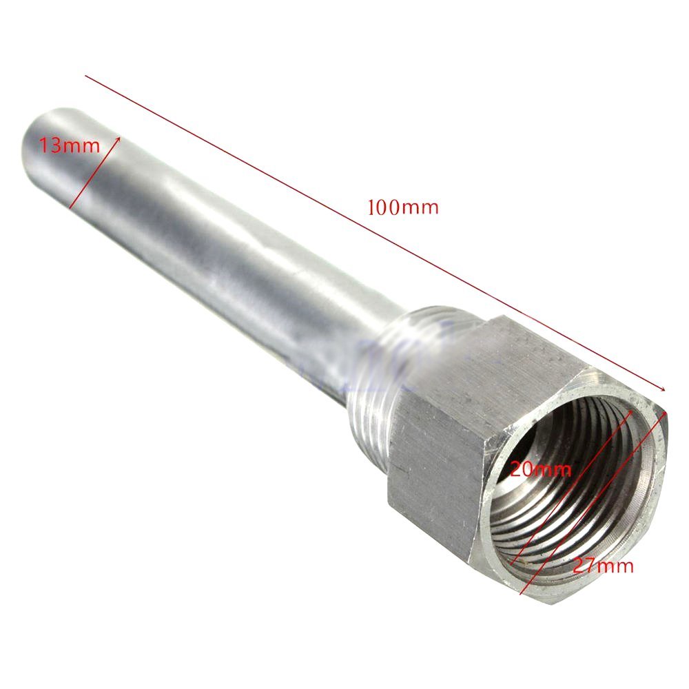 Stainless Steel Thermowell 1/2"NPT Threads 130mm L for Temperature Sensors
