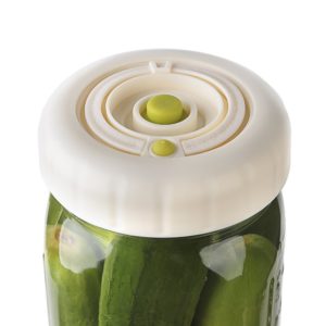 Pickle Lid - Maintenance Free Waterless Airlock Lids for Mason Jar Fermentation, Homemade Real Pickles, Sauerkraut, Kimchi. Mold Free, BPA Free - WIDE MOUTH, 3 LIDS, 1 PUMP
