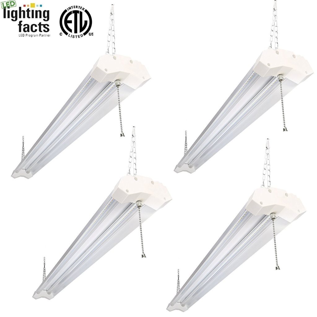 Hykolity 4ft 40w LED Shop Garage Hanging Light Fixture 4800 Lumens 5000K Daylight White Linkable 64w Flourscent Equivalent with 1.5 Times Light Output-Pack of 4