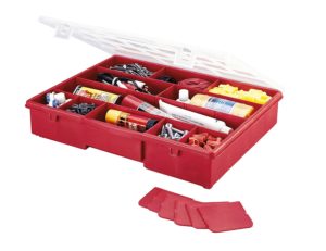Stack-On SBR-18 17 Compartment Parts Storage Organizer Box with Removable Dividers, Red