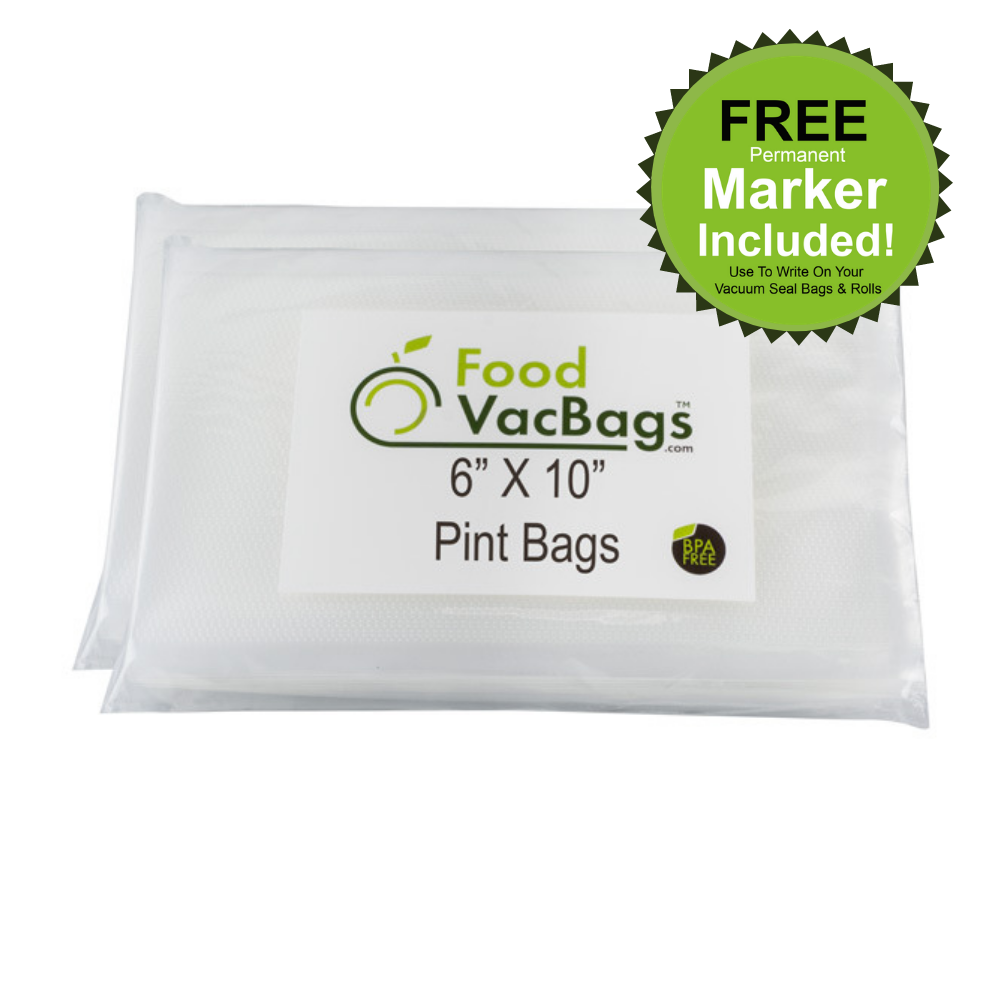 100 6x10 PINT Vacuum Sealer Bags compatible w FoodSaver™ for Food Storage 4 mil