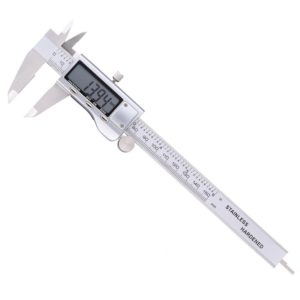 Digital Caliper 6 Inch Measuring Tool Stainless Steel Inch MM, Electronic Vernier Calipers Gauge for Woodworking Jewelry by REXBETI, Polished Silver