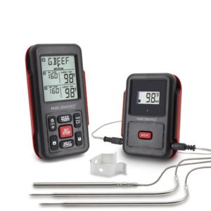 Inkbird IRF-2S 1000 Feet Wireless Remote Digital Food Meat Cooking Thermometer with Backlight, Timer and Probes for Oven BBQ Smoking Grilling (Two Meat Probes + One Oven Probe, Red)