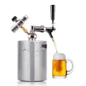 HaveGet 64 Ounce Mini Beer Keg Pressurized Growler for Craft Beer Dispenser System CO2 Adjustable Draft Beer Faucet with Perfect Pour Regulator