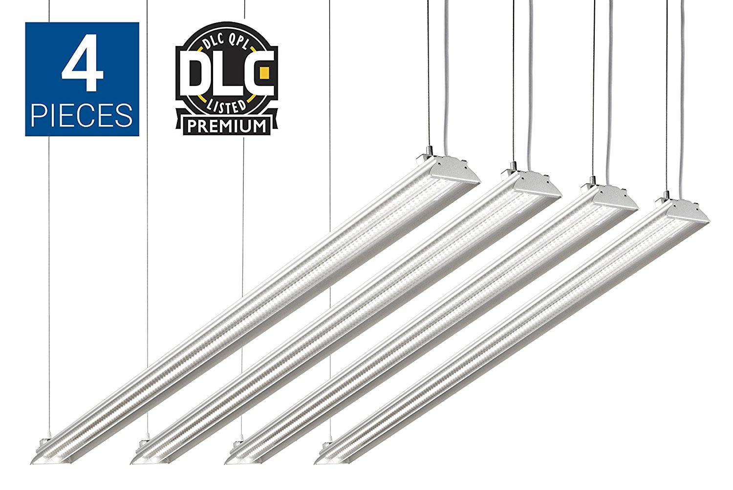 HyperSelect LED Shop Lights, 4ft Garage Utility LED Light Integrated Fixture, 35W (100W Eq.),3800 Lumens, 5000K, DLC 4.2 , Clear Cover - Perfect for Garages, Workshops, Warehouses and Barns - 4 Pack