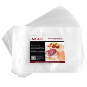 Aicok Vacuum Sealer Bags, 50 Quart Size 8"X12", Commercial grade Heavy Duty Pre-Cut Bags, for All Clamp Style Vacuum Sealers, Sous Vide, BPA Free