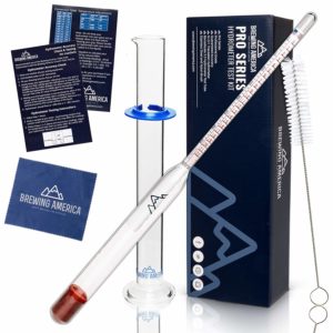 Specific Gravity Hydrometer Test Kit: American-made ABV Tester Pro Series Traceable & Borosilicate Glass Test Tube Jar & Cleaning Brush