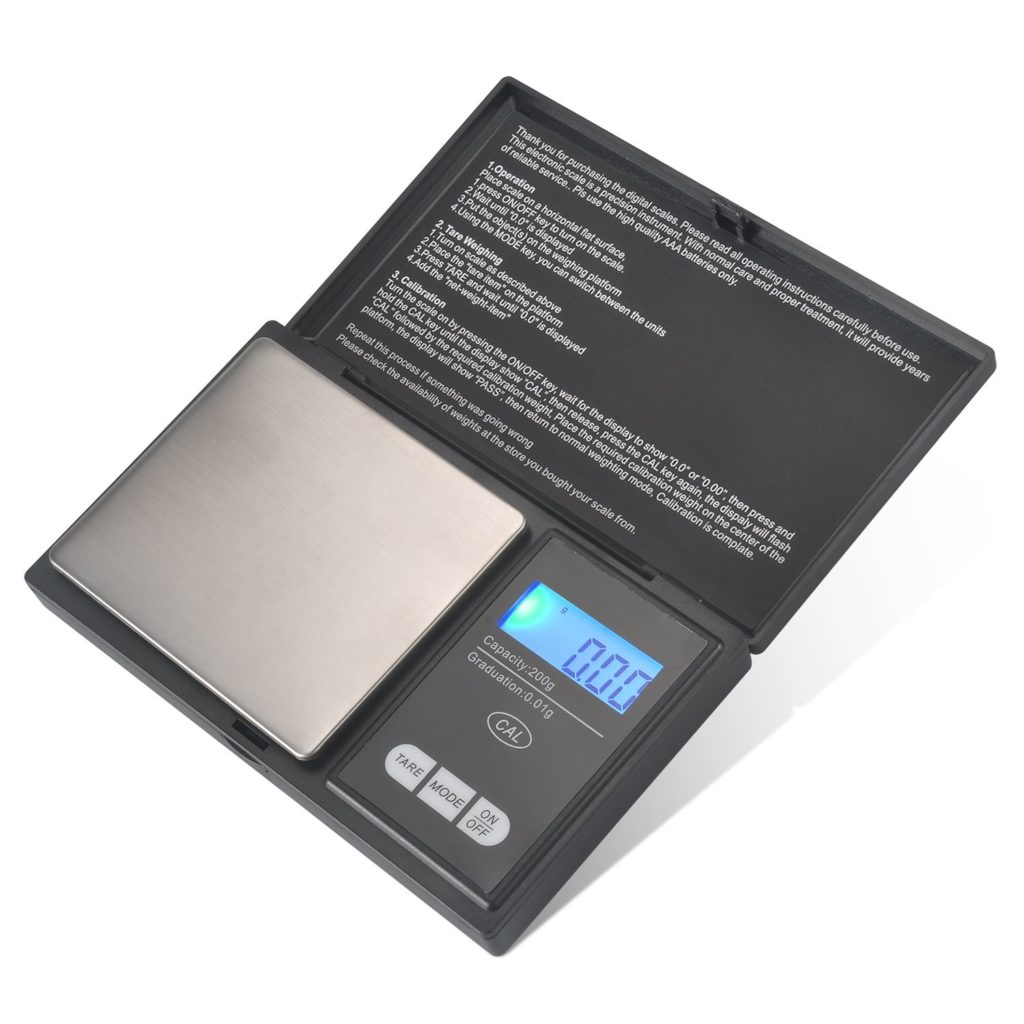 Digital Mini Scale, 200g 0.01g/ 0.001oz Pocket Jewelry Scale, Electronic Smart Scale with 7 Units, LCD Backlit Display, Calibration,Tare Function, Auto Off, Stainless Steel & Slim Design (200/0.01g)