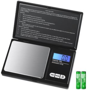 AMIR Digital Mini Scale, 100g 0.01g/0.001oz Pocket Jewelry Scale, Electronic Smart Scale with 7 Units, LCD Backlit Display, Tare Function, Auto Off, Stainless Steel & Slim Design (Battery Included)