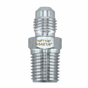 HFS (R) Twin Fitting, Adapter 1/4" male SAE 37 Degree Flare to 1/4" Male NPT ; Stainless Steel 304
