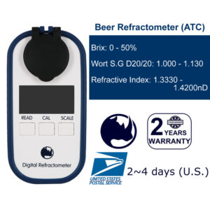 Beer Wort SG 1.000 - 1.130 & Brix 0-50% Rhino Digital Refractometer Waterproof