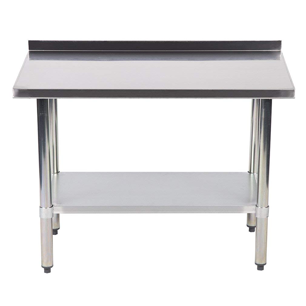 24X 36 201 Stainless Steel Table Work Table for Garage Yard Restaurant Home Hotel Garage Warehouse Factory Commercial Heavy Duty Table 